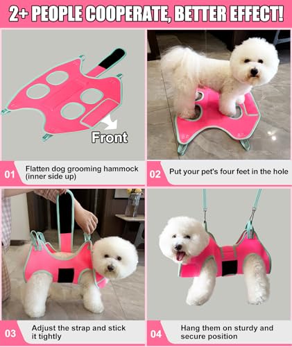 Dog Grooming Hammock (XX-Small 4-8 LB/Pink)