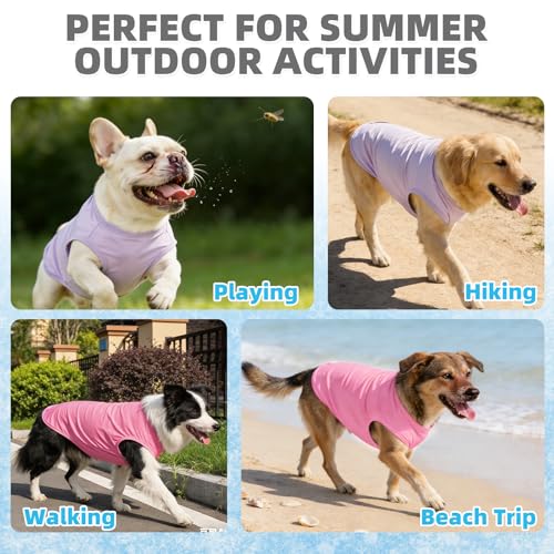 Cooling Sunblock Dog Clothes for Large Dogs (Pink&Purple / XXX-Large(Chest 31", Back 25"))