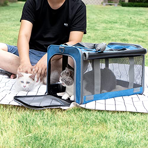 Pet Carrier for Large and Medium Cat (Blue / 18.1"L x 11.8"W x 11.8"H)