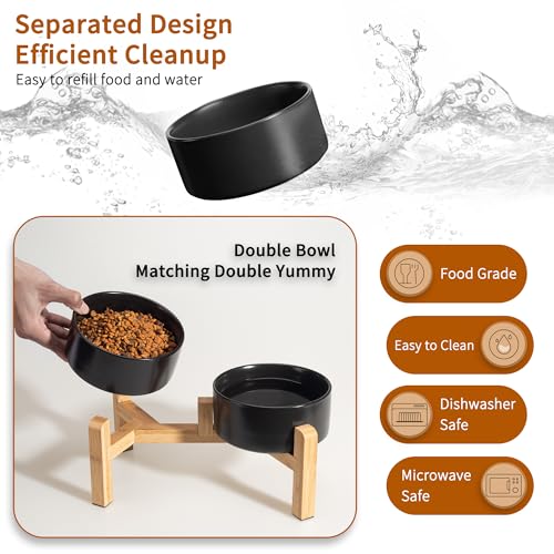 Elevated Ceramic Dog Bowl (Black / Medium)