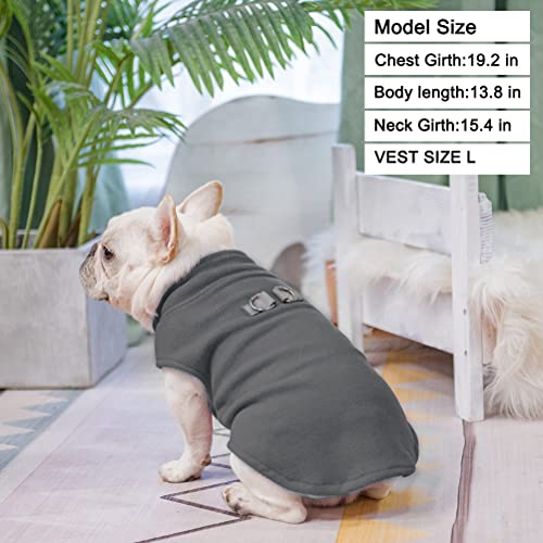 Dog Fleece Vest Sweater Winter Jacket for Small and Medium Dogs with D (Medium / GREY)