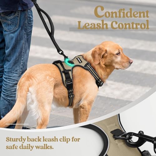 Dog Harness No Pull with 2 Leash Clips (X-Large / Beige)