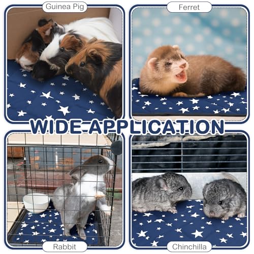 4 Pack Self Warming Cat Bed Self Heating Cat Mat Star Pattern Soft Dog Crate Pad Thermal Pet Mat Anti Slip Kennel Dog Washable Warming Bed for Outdoor Indoor (18 x 24 Inch / Blue)