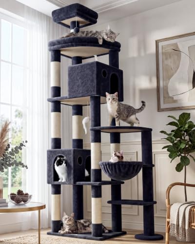 Giant Cat Tree for Indoor Large Cats (83inch / Dark Grey)