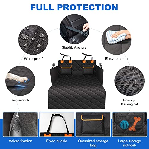 4-in-1 SUV Cargo Liner for Dogs, Non-Slip Water Resistant Pet Trunk Mat with Side Flaps Protector & Back Seat Organizer, Dog Backseat Cover for SUVs Vans (Cargo liner / Standard)