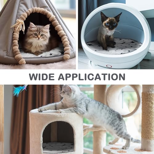 4 Pack Self Warming Cat Bed Self Heating Cat Mat Star Pattern Soft Dog Crate Pad Thermal Pet Mat Anti Slip Kennel Dog Washable Warming Bed for Outdoor Indoor (15.7 Inch / Gray)