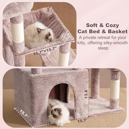 Heavy Duty Cat Tree with Large Base for Large Indoor Cats HCT026MU (Rosy Brown / L)