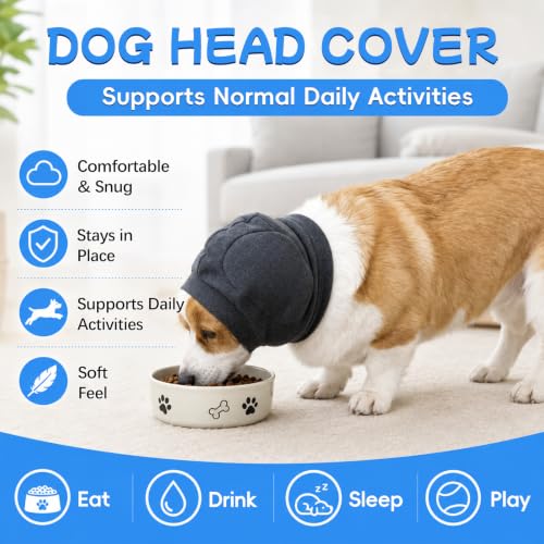 No Shake Dog Ear Wrap Quiet Ear Muffs for Hematoma (Grey / Medium(Head Girth：11.8-15.7in))
