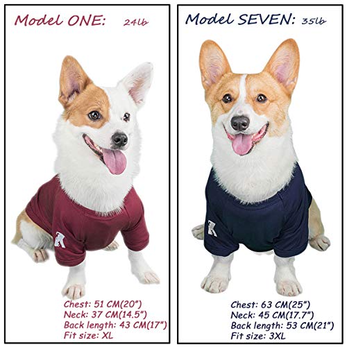 Dog Shirts Soft Cotton Dog Clothes Stretchy T (Blue & Red / XS-(2~4lb) | Chest(~11"))