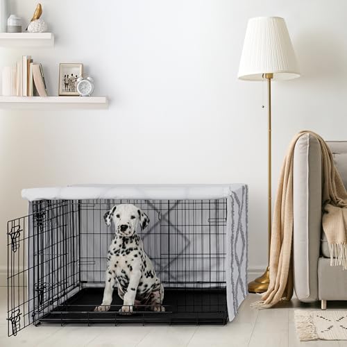 36in. Medium Dog Crate Cover (Grey Fringe / 36.0"L x 23.5"W x 24.0"H)