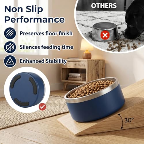 Stainless Steel Slow Feeder Dog Bowl (Dark blue)