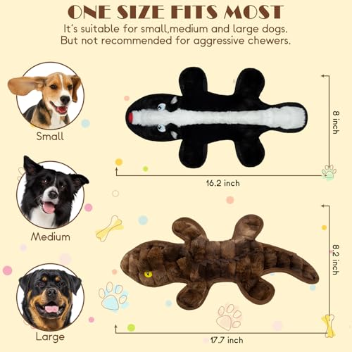 No Stuffing Dog Squeak Toys (Black, dark brown)