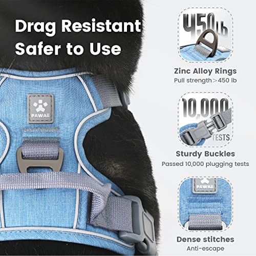 No Pull Dog Harness with Pet ID Tag (M (Chest: 22"-27" ) / Denim Blue)
