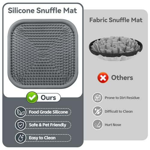 Snuffle Mat for Dogs 23.6" x 23.6" Silicone Large Slow Feeder Mat (Grey:23.6"x23.6")