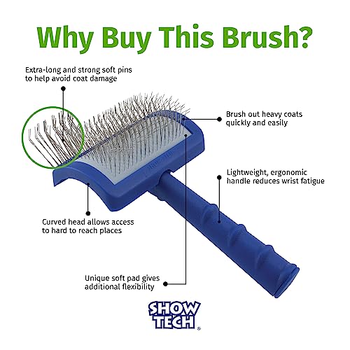 Tuffer Than Tangles Slicker Brush for Dog Grooming with Long (Medium Size Soft Pins)