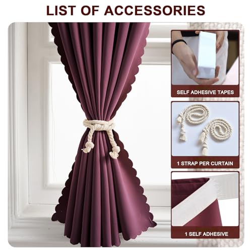Self Adhesive Curtains (71"W x 72"L (Pack of 1) / Burgundy)