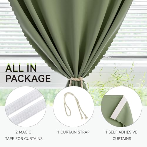 Self Adhesive Blackout Curtains (Sage Green / 35"W x 59"L (Pack of 1))