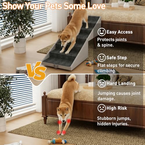 Dog Stairs for High Bed & Couch (Gray)