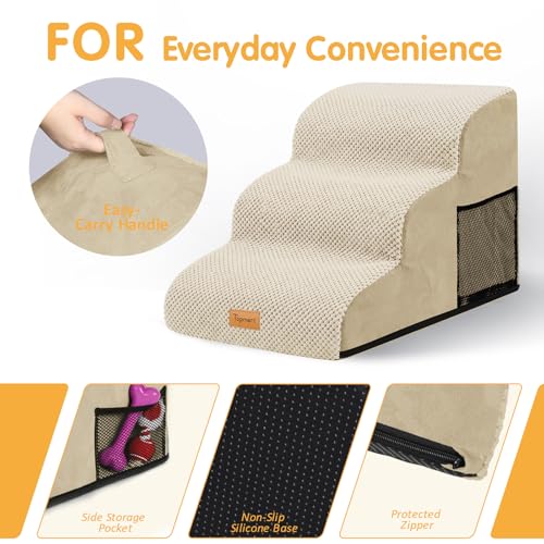 3 Tiers Foam Dog Ramps (Beige / 23.6*15.7*15.7)