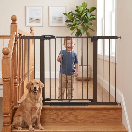 29.7 48" Baby Gate for Stairs (Brown / 29.7-48"W x 28"H)