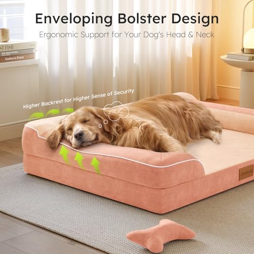 XXL Dog Bed for Extra Large Dogs (Peack Pink / XX-Large(53"L x 42"W x 9.5"Th))