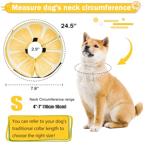 Inflatable Dog Cone Collar for Large Medium Small Dogs (Lemon / S（neck 4"-7"）)