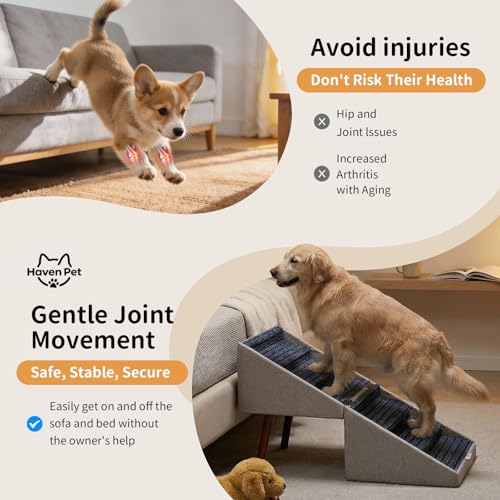 XXL 2-in-1 Ottoman Dog Stairs for Large Dogs,21.6 Inch Foldable (Gray H 21.6")