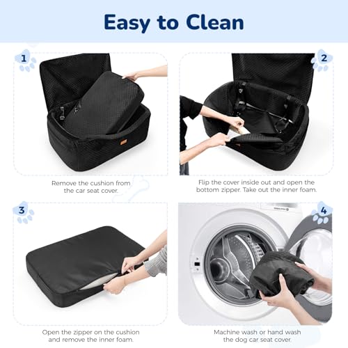 Large Dog Car Seat for Medium Sized Dogs Under 55lbs or 2 Smalls (Dark Black / Large)