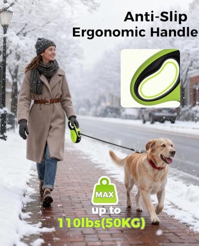 Retractable Dog Leash with Flashlight (Large-26ft)