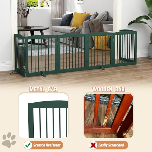 Freestanding Pet Gate for Dogs (24" Height-6 Panel / Green)
