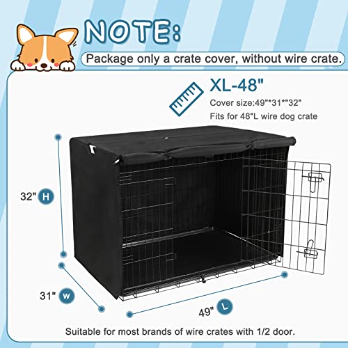 48” Dog Crates Cover for 48 inches Wire Dog Cage (48.0"L x 30.0"W x 33.0"H / Black)