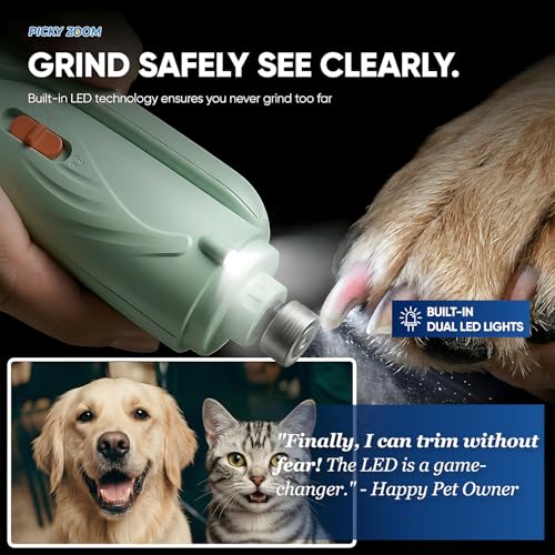 2-in-1 Dog & Cat Nail Clippers and Grinder with LED Light (Green)
