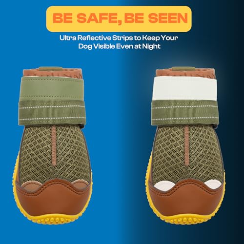 Dog Boots for Large Dogs (Army Green / Width 1.96 Inch)