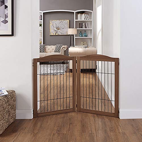 44" Wide and 31.5" Height Dog Gate and Extension Kit (Walnut / 44"W×31.5"H)