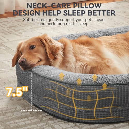 Orthopedic Dog Beds Large Sized Dog (Grey / 45"l X 32"w X 7.5"th)