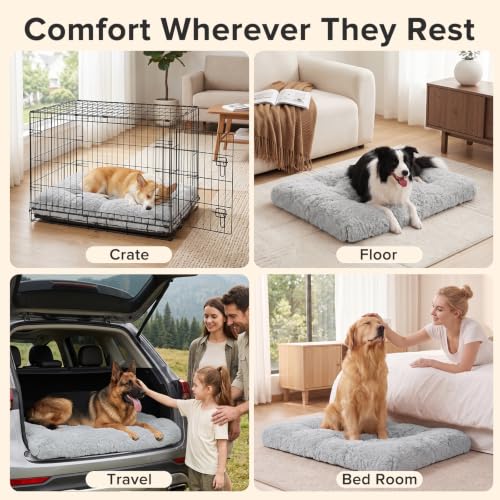 Large Dog Crate Pad (47.0"L x 29.0"W x 4.0"Th / Light Grey)