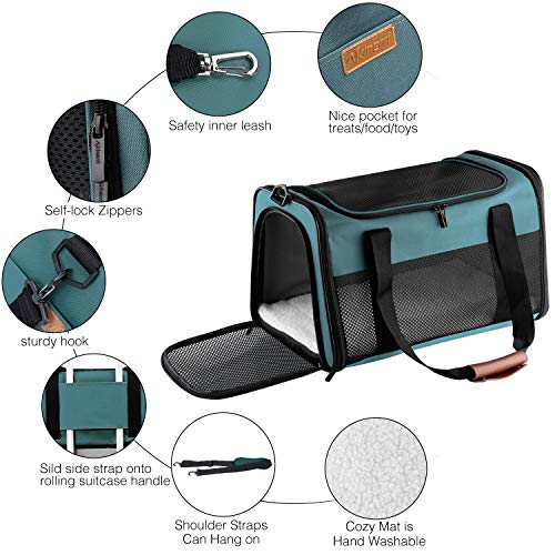 Cat Carrier Portable Foldable Dog Pet Carrier (17.5"L x 11.0"W x 11.0"H / Blue)