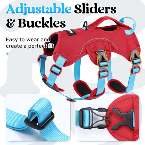 Escape Proof Dog Harness for X (Sky Blue & Red / X-Large)