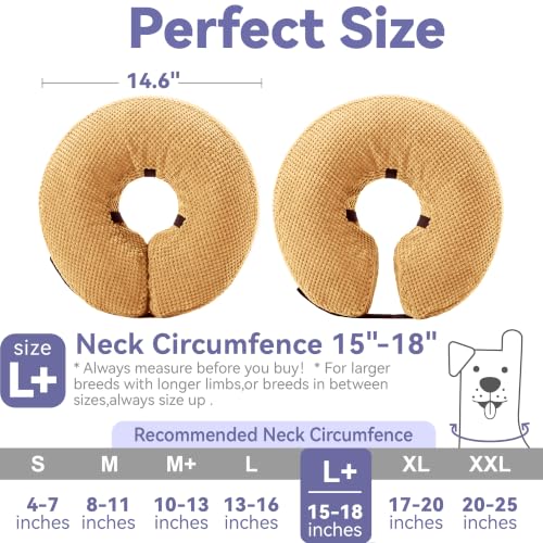 Inflatable Dog Cone Collar (L+(Neck 15"-18") / Yellow)
