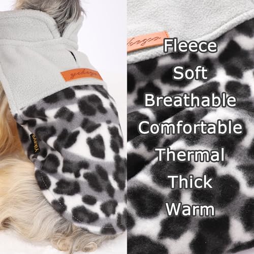 Gray Leopard Print Dog Sweater Dog Sweaters for Small Dogs Girl Boy Fleece Puppy Sweater Warm Soft Pet Holiday Clothes for Small Cats and Dogs Chihuahua Sweaters (Grey Leopard / Medium (Chest 17in ))