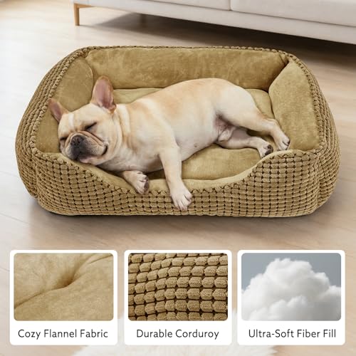 Rectangle Washable Orthopedic Dog Bed for Small (Dark Brown / S(20’’x 19’’x 6’’))