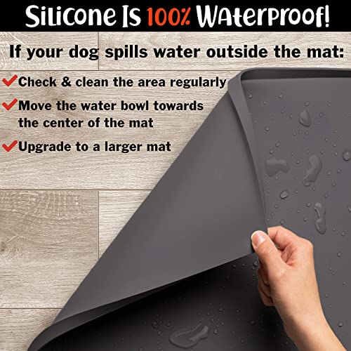 Dog Food Mat Waterproof Dog Bowl Mat for Food and Water (Small: 19" x 12" / Shadow)