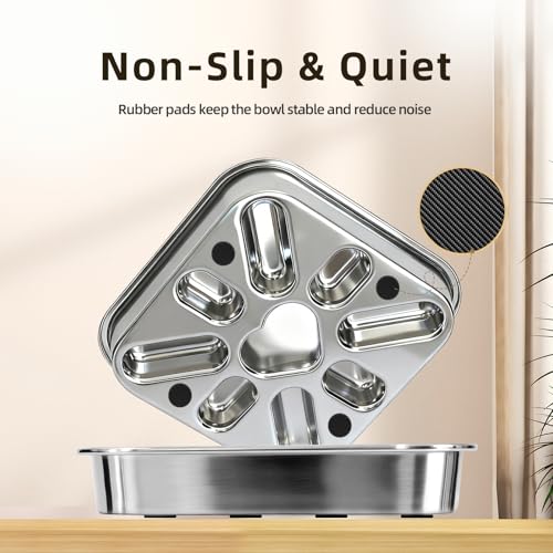 Stainless Steel Slow Feeder Dog Bowls Medium & Large Breed 3 Cups (Sliver)