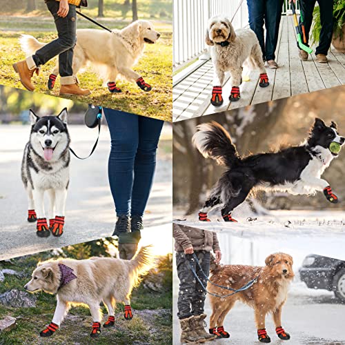 Dog Shoes Large Size Dogs XXL (Red / Size 9:for paw width 3.2-3.3 inches (Pack of 4))