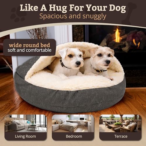 Cozy Cave Dog Bed (45.0"L x 45.0"W x 8.0"Th / Merlin Pewter)