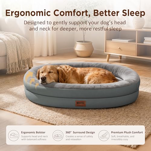 Waterproof Orthopedic Dog Bed for Large Dogs (Grey / 44"L x 32"W x 7.5"Th)