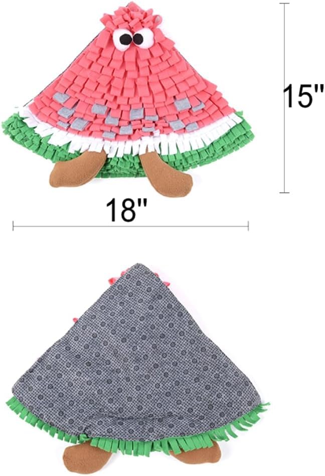 Ferret Cats Snuffle Mat Fleece Foraging Mats Interactive Feeding Toy Small Animal Rabbit Guinea Pig Rat Hamster Anti Slip Treat Dispenser Slow Feeder (Watermelon)