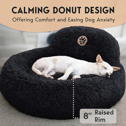 PetJett Calming Dog Bed Medium Size Dog (Black / Medium - 30”L x 30”W x 8”Th)