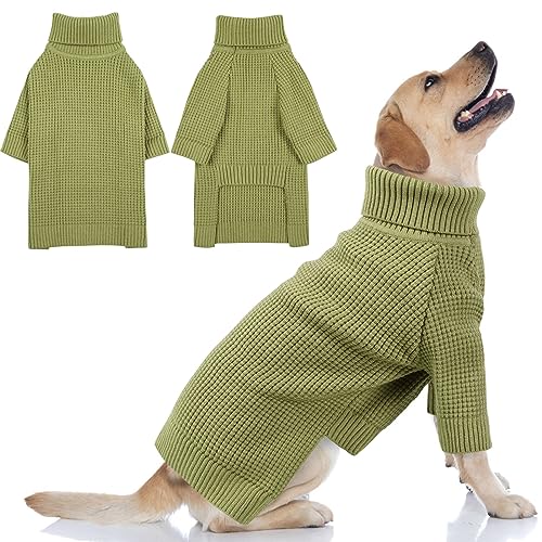 Dog Sweater Turtleneck Long Sleeve Dog Sweaters for Large Dogs (Green / Large)