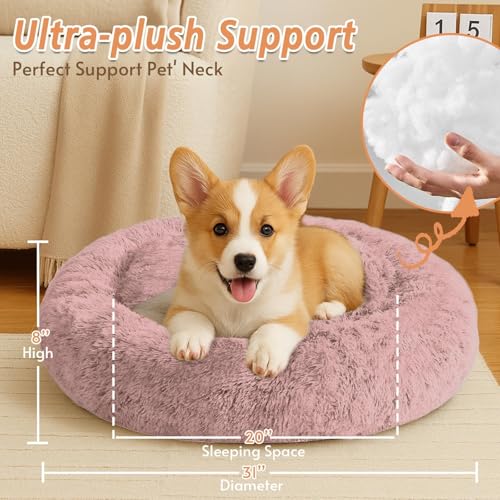 Calming Dog Bed Medium Size Dog (Dark Pink / 31.0"L x 31.0"W x 8.0"Th)